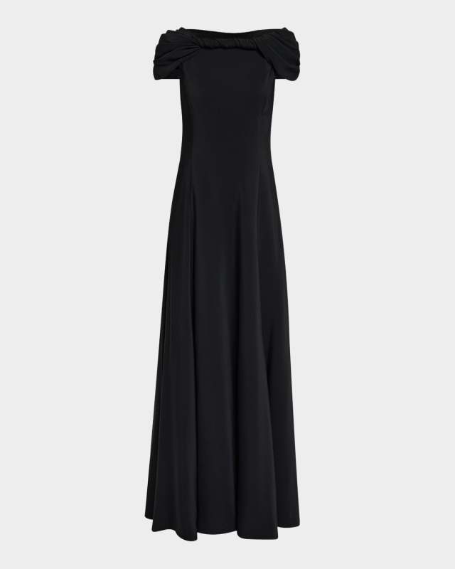 Cap Sleeve Draped Stretch Cady Gown